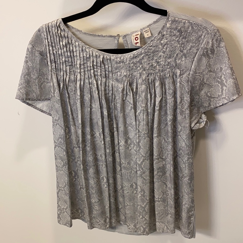 Anthropologie grey snake print top